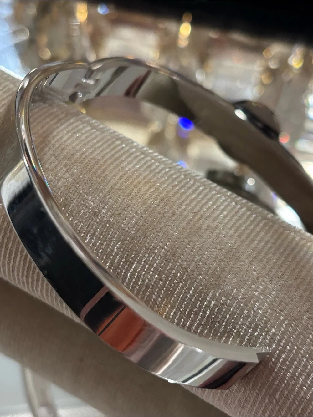 Tory Burch Silver-Tone Bracelet with Black Enamel Logo